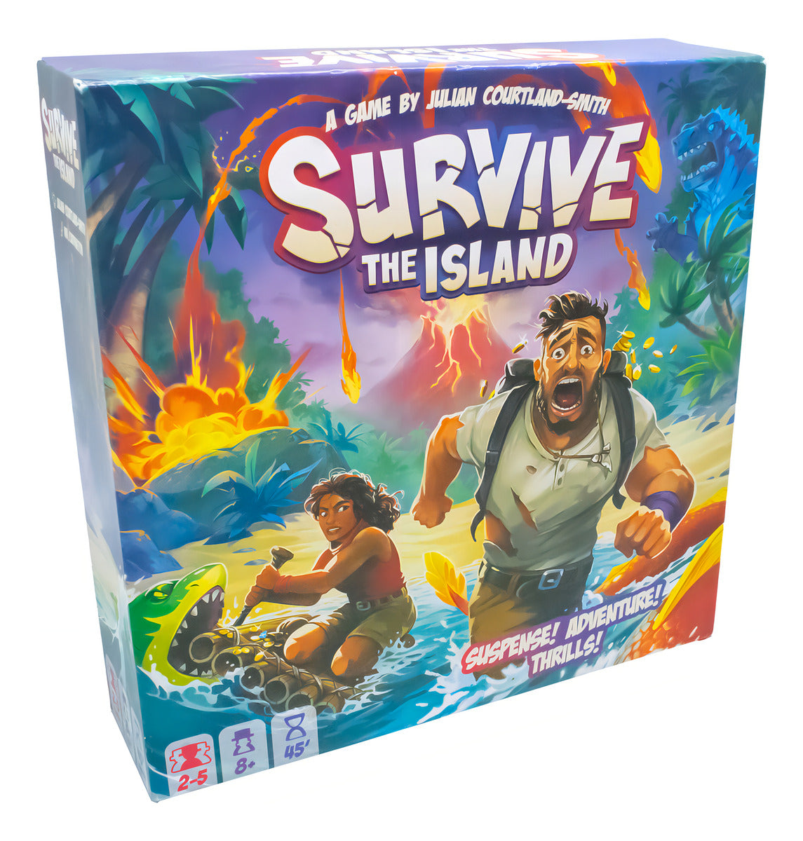 Juego De Mesa Survive The Island | Estrategia, Suspenso Y Aventuras | De 2 A 5 Jugadores | Tablero Con Criaturas, Volcanes Y Supervivientes | Diversión Familiar 8+