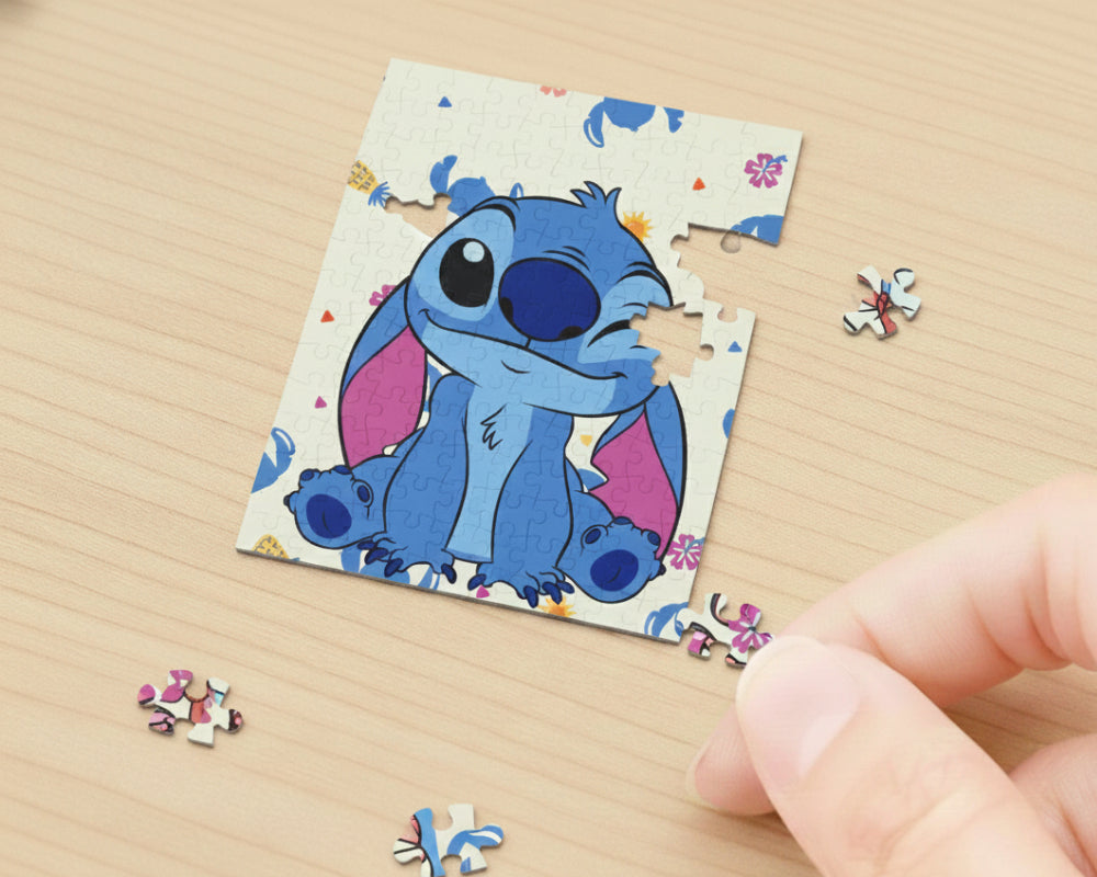 Rompecabezas Disney Stitch 150 Piezas Miniatura Con Caballete Plástico Resistente No Necesita Pegamento