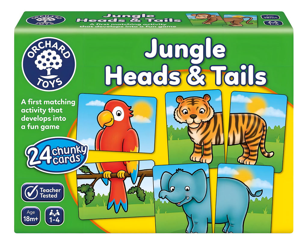 Juego Jungle Heads & Tails Orchard Toys Educativo 24 Tarjetas 1-3 Años