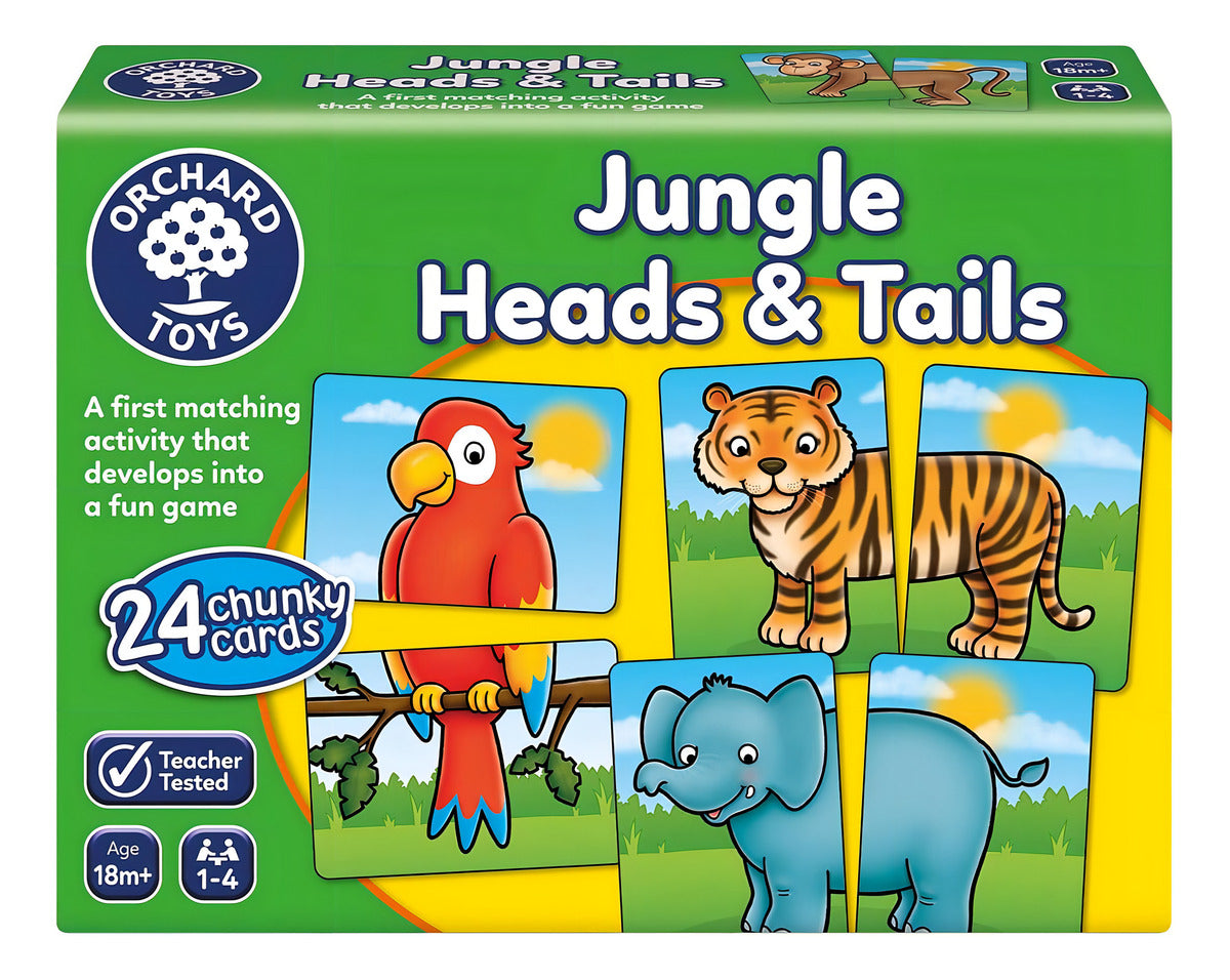 Juego Jungle Heads & Tails Orchard Toys Educativo 24 Tarjetas 1-3 Años