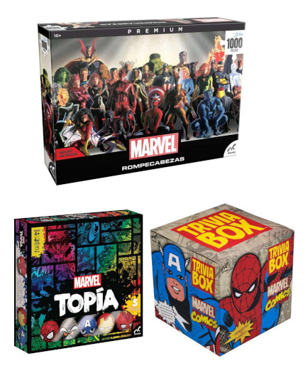 Paquete Marvel Rompecabezas 100 P + 2 Juegos De Mesa Novelty