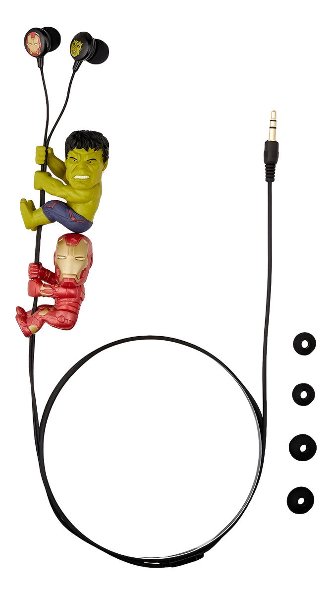 Audífonos In-ear Neca Scalers Marvel Hulk Iron Man Cable 3.5mm Negro