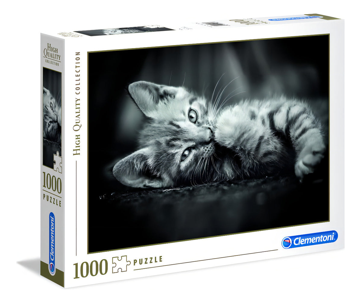 Rompecabezas Gato Blanco Y Negro Gatito 1000 Pz Clementoni