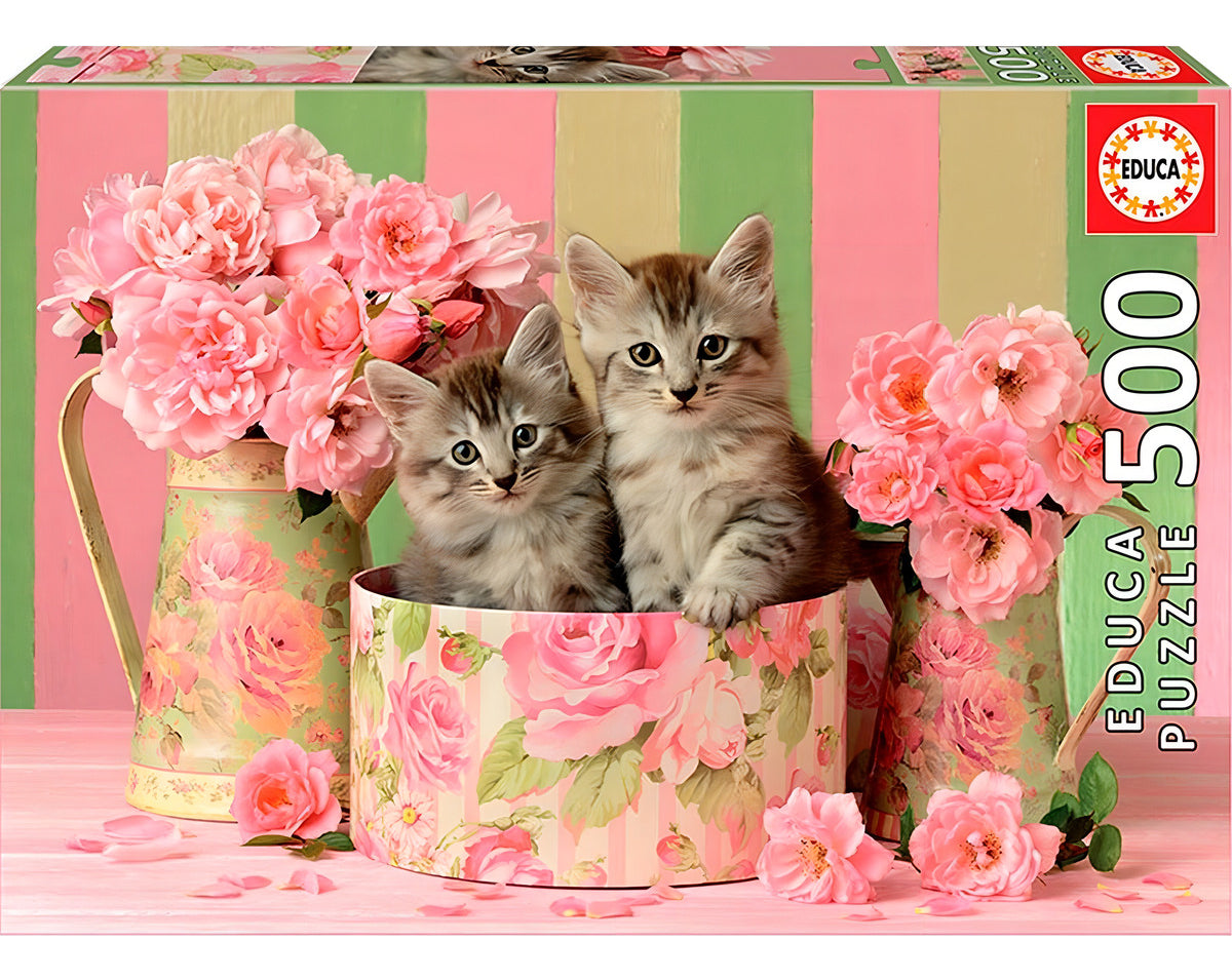 Rompecabezas 500 Piezas Educa Borras Gatitos Con Rosas Animales
