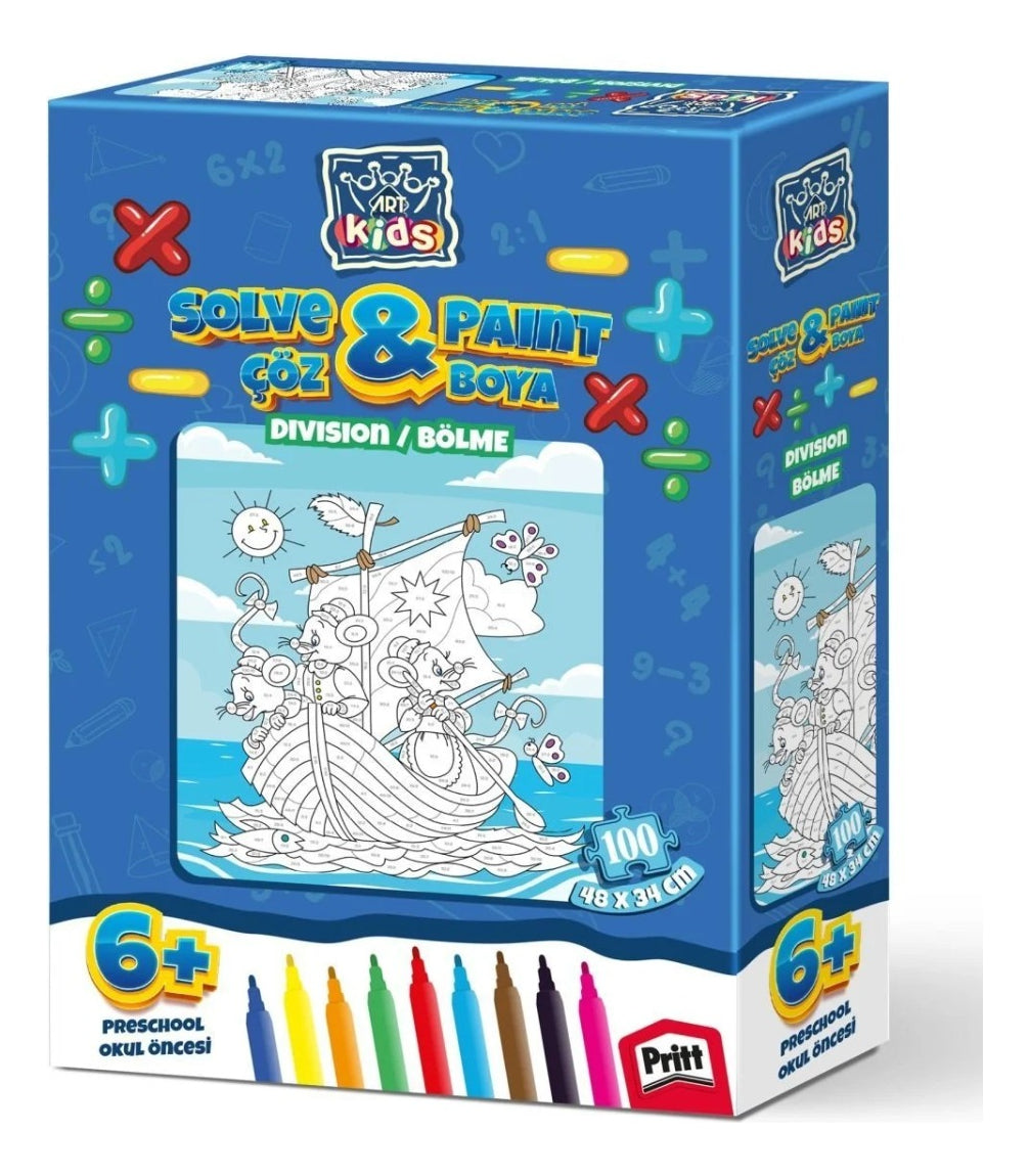 Art Kids Resuelve La División Y Pinta X Números Art Puzzle