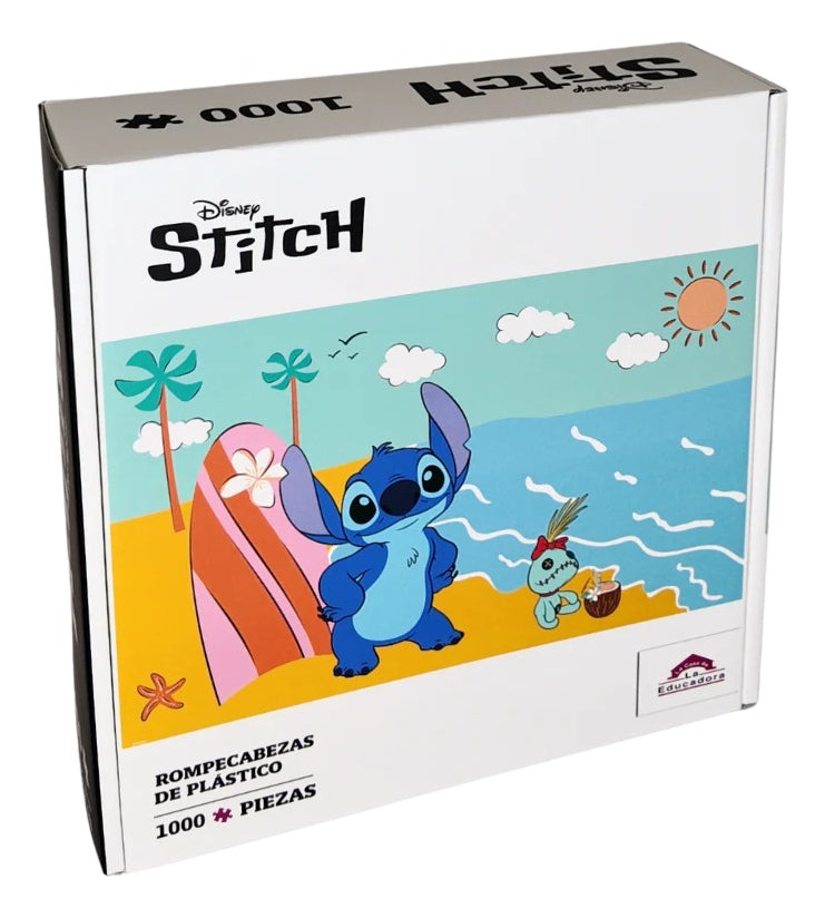 Rompecabezas Stitch En La Playa 1000 Piezas De Plástico