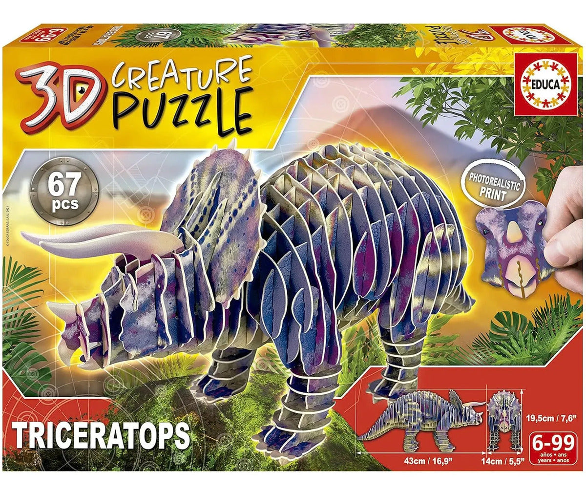 Rompecabezas 3d Dinosaurio Triceratops Educa 67 Piezas
