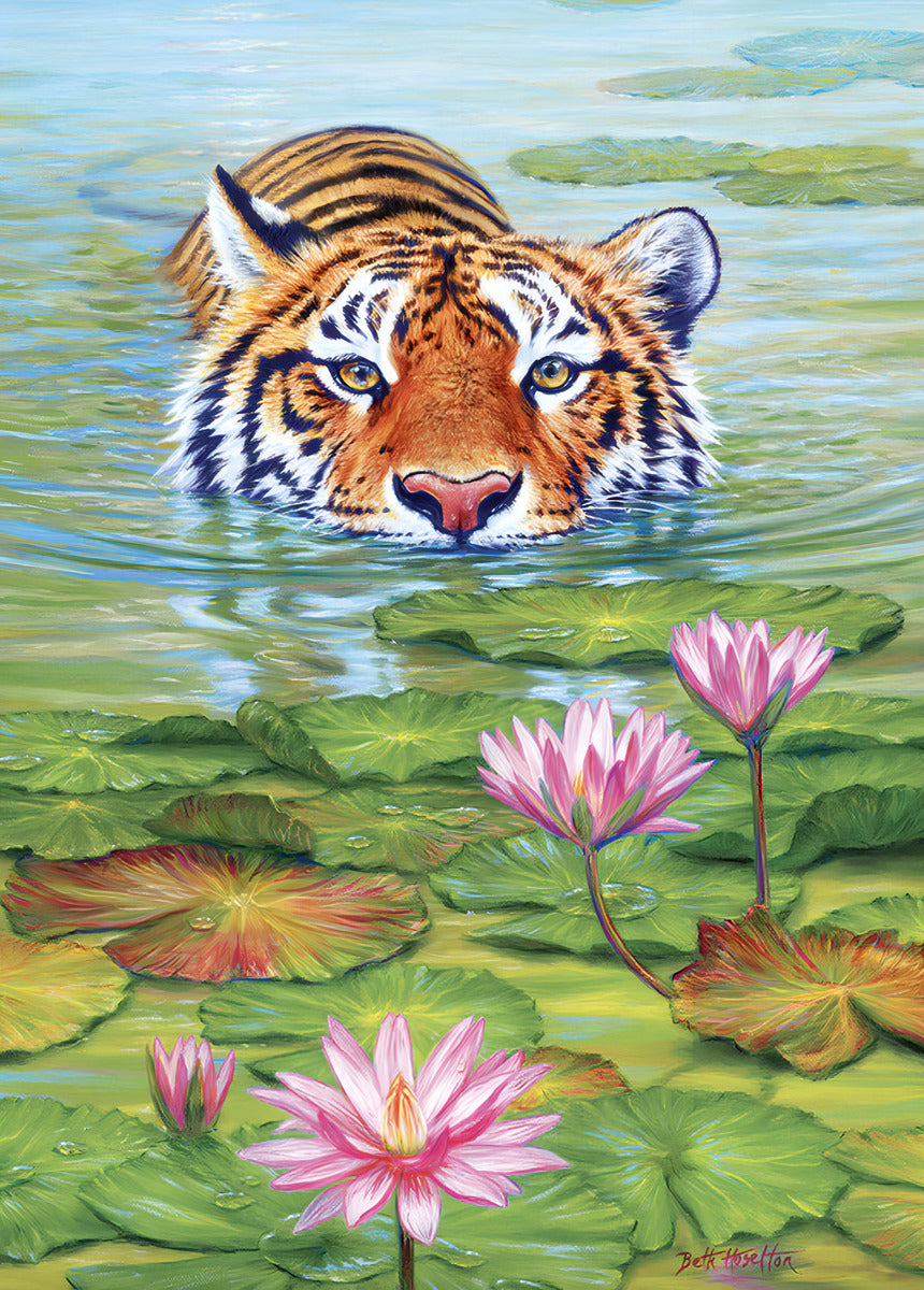 Rompecabezas Tigre En Flores De Loto 1000 Pz Cobble Hill Land Of The Lotus