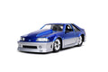 Jada Toys Bigtime Muscle 1:24 1989 Ford Mustang GT Coche Fundido a presión Azul Plata, Juguetes para niños y Adultos