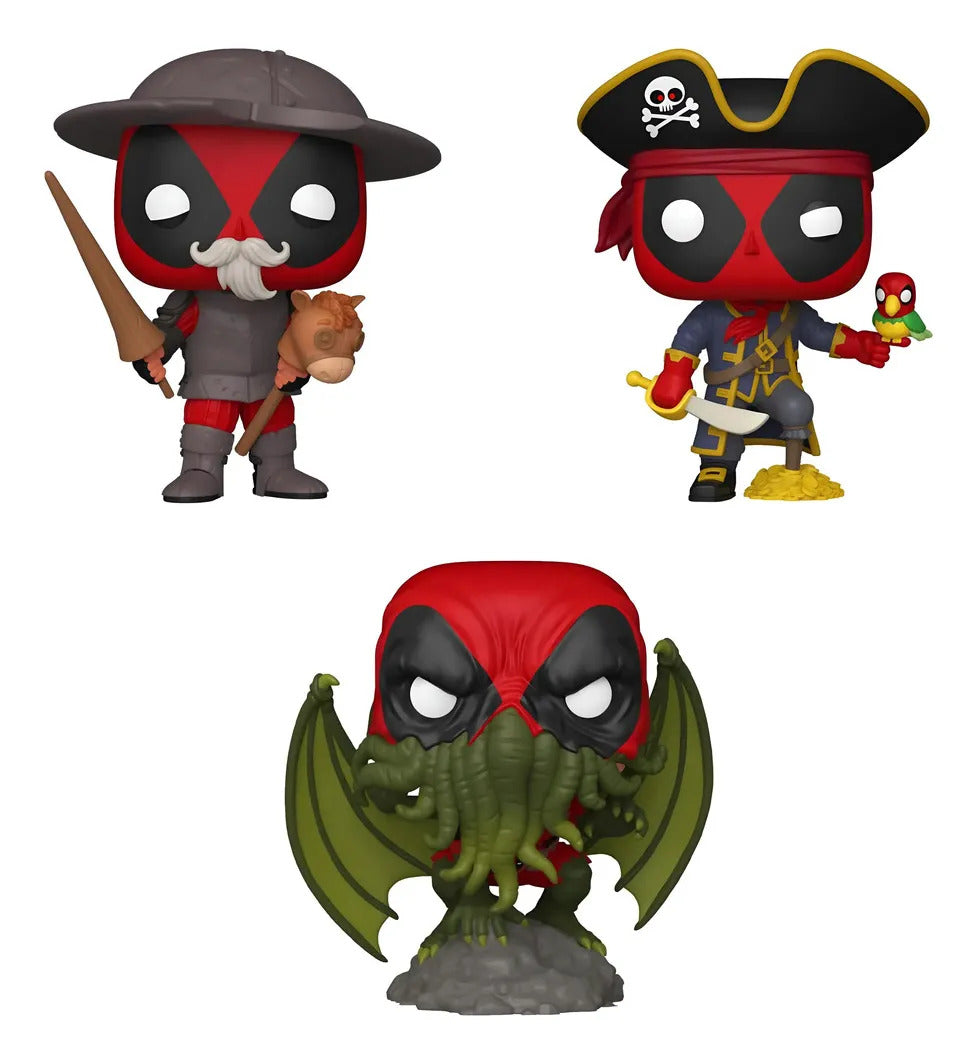 Kit Funko: Deadpool As Don Quixote + Deadpool As Long John Silver + Deadpool As Cthulhu