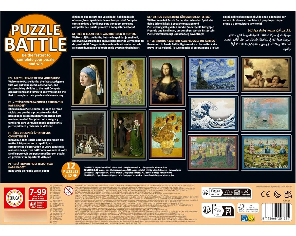 Rompecabezas Y Juego Batalla Obras De Arte 12x42 Pzs Educa