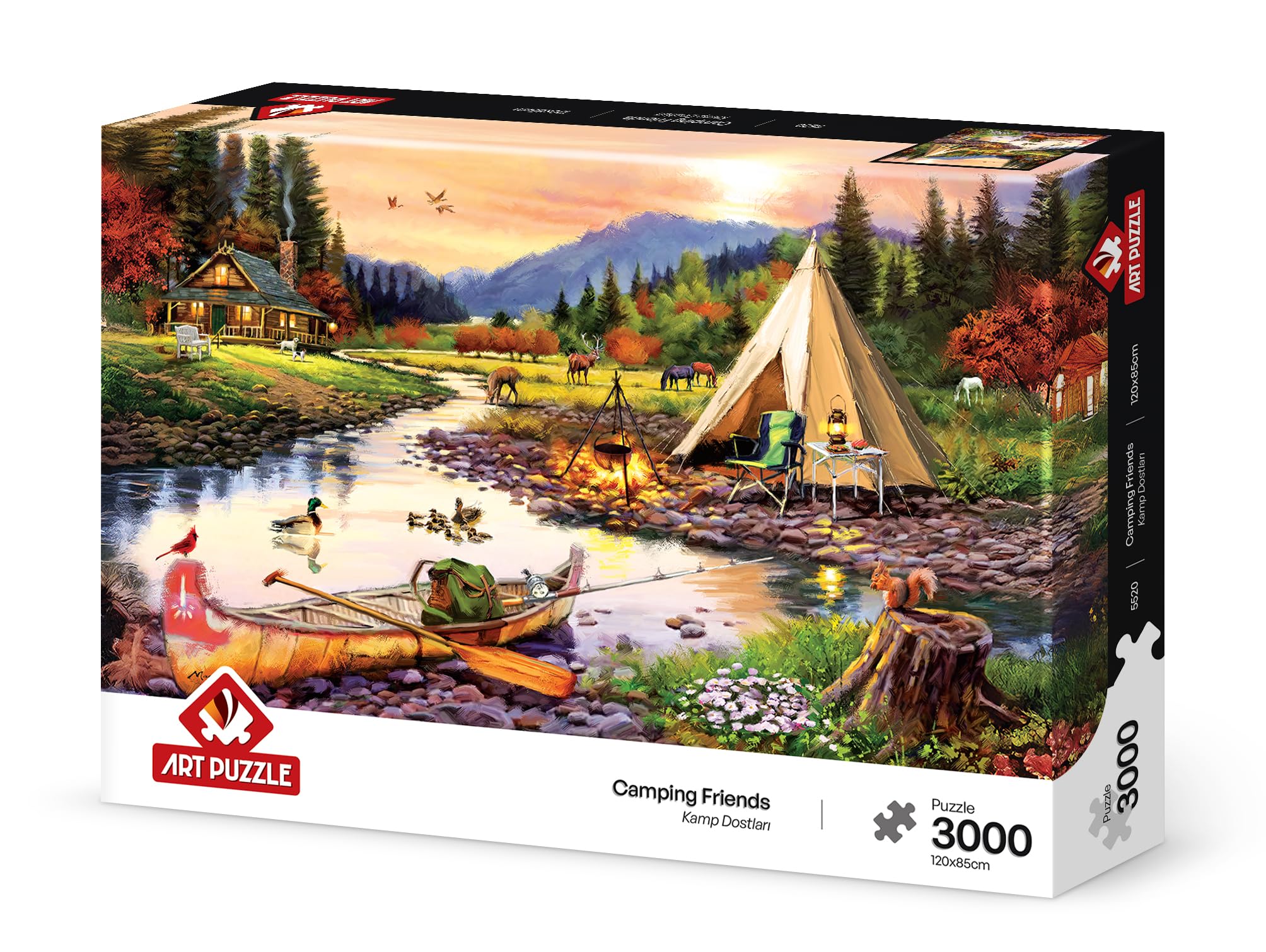 Rompecabezas de arte - 3000 Paisaje Amigos de Camping