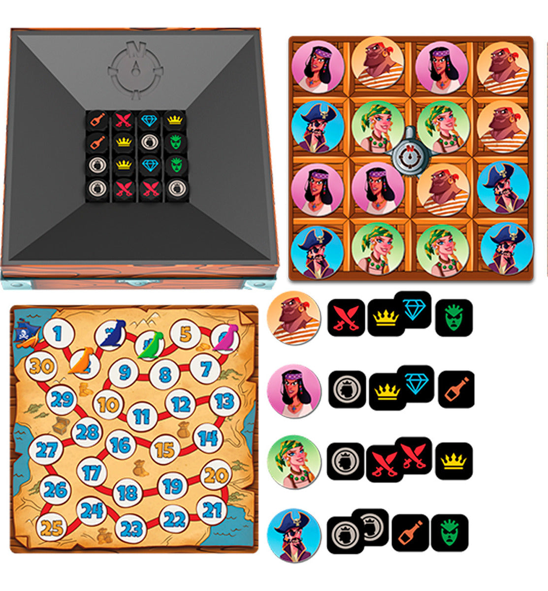 Blue Orange Pirate Box Juego De Mesa Familiar De Memoria