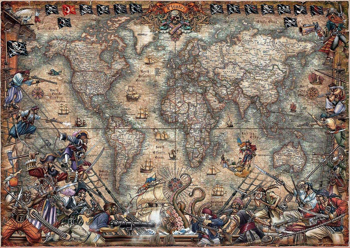 Puzzle Rompecabeza 2000 Pzas Mapa De Piratas Educa 18008