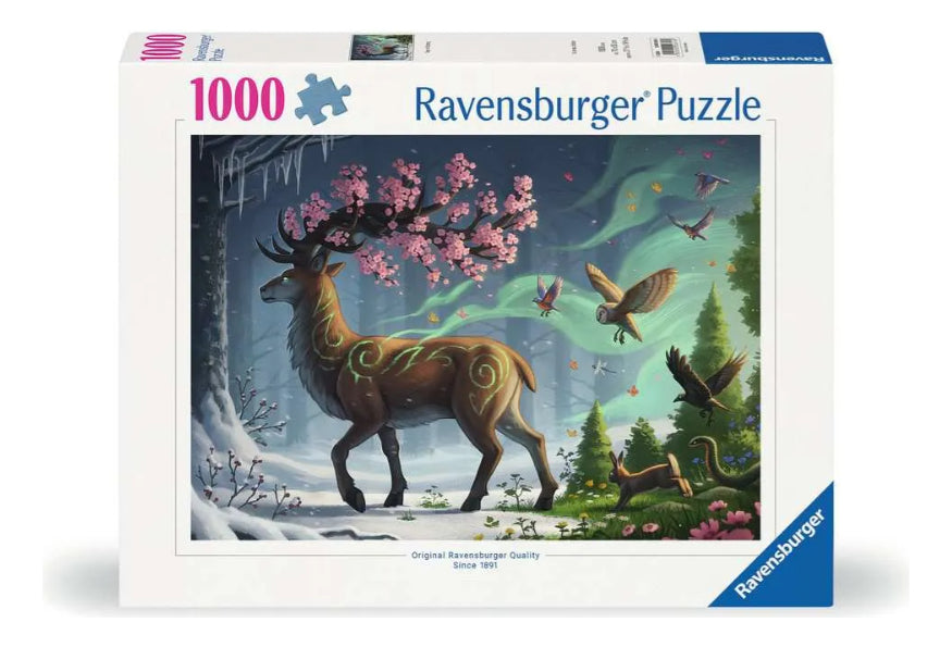 Rompecabezas Ciervo De Primavera 1000 Piezas | Ravensburger | Puzzle Premium Con Ilustración Colorida De Fauna Y Flores | Corte Preciso Y Acabado Antirreflejante | Temática Fantasía