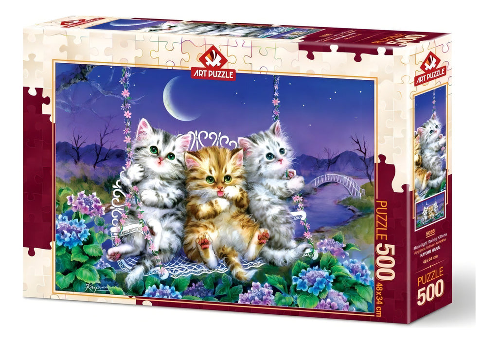 Rompecabezas 500 Piezas Art Puzzle Kitty's En Columpio Arte Cartón