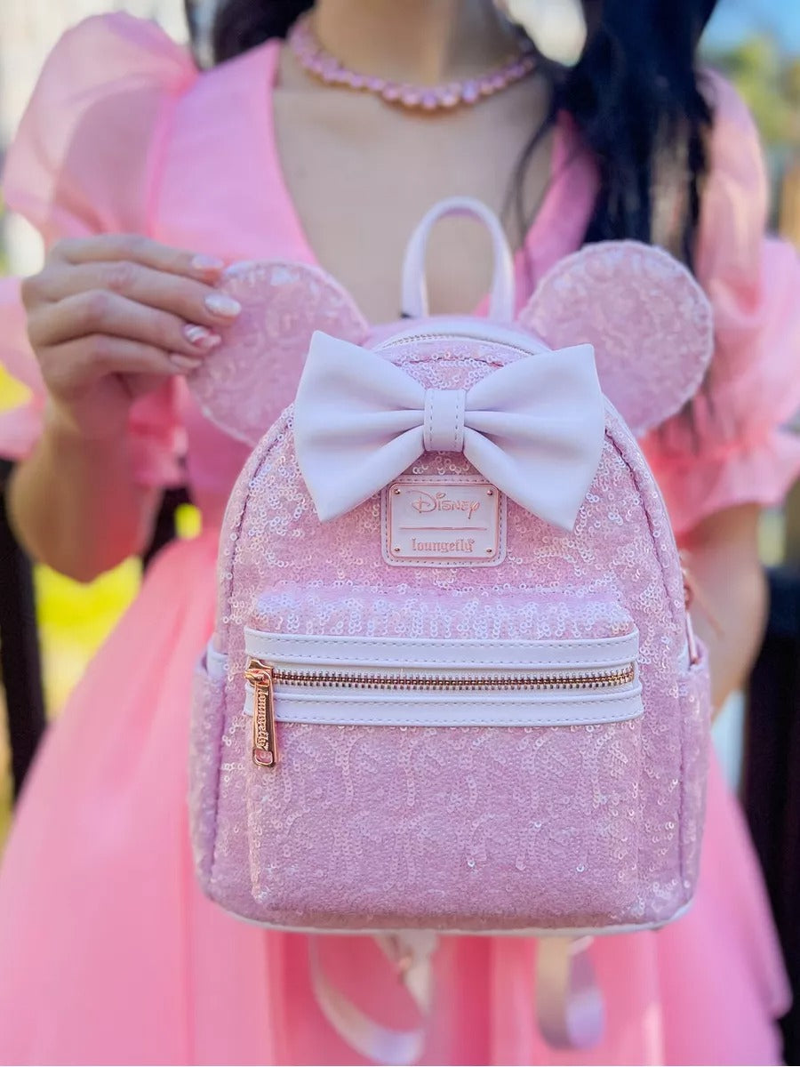 Loungefly Mini Mochila Minnie Mouse Cotton Candy Sequin