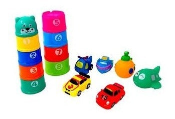 Set De Baño Vasos Apilables Y Carritos Suaves Guyi
