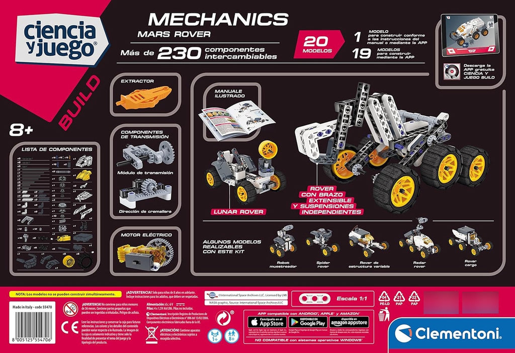 Rover Exploración Marte Nasa Motor Construcción Clementoni