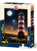 Faro En Luna Llena Rompecabezas Neón Art Puzzle 1000 Pz 5240