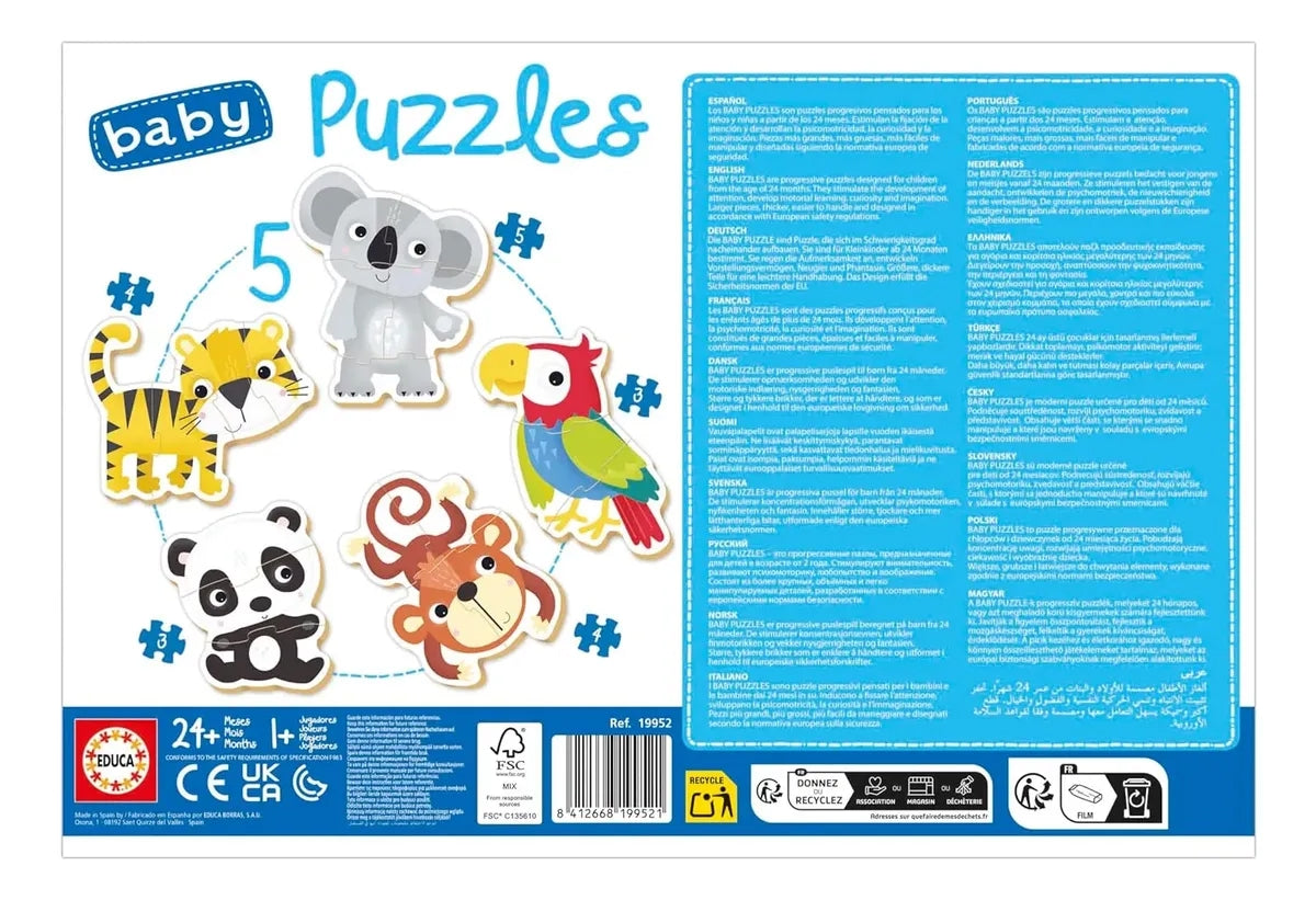 Rompecabezas Progresivo Baby Puzzle Fauna Salvaje Educa 19pz