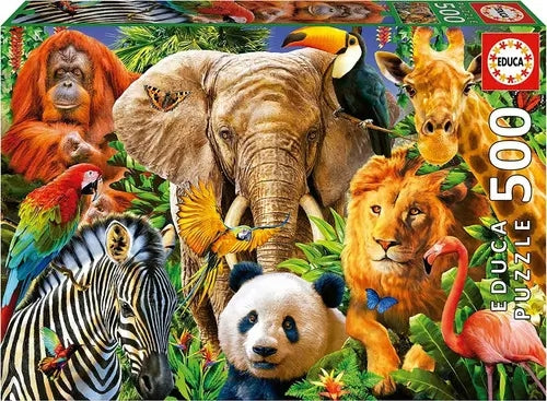 Puzzle Rompecabeza 500 Pza Collage De Animales Salvaje Educa
